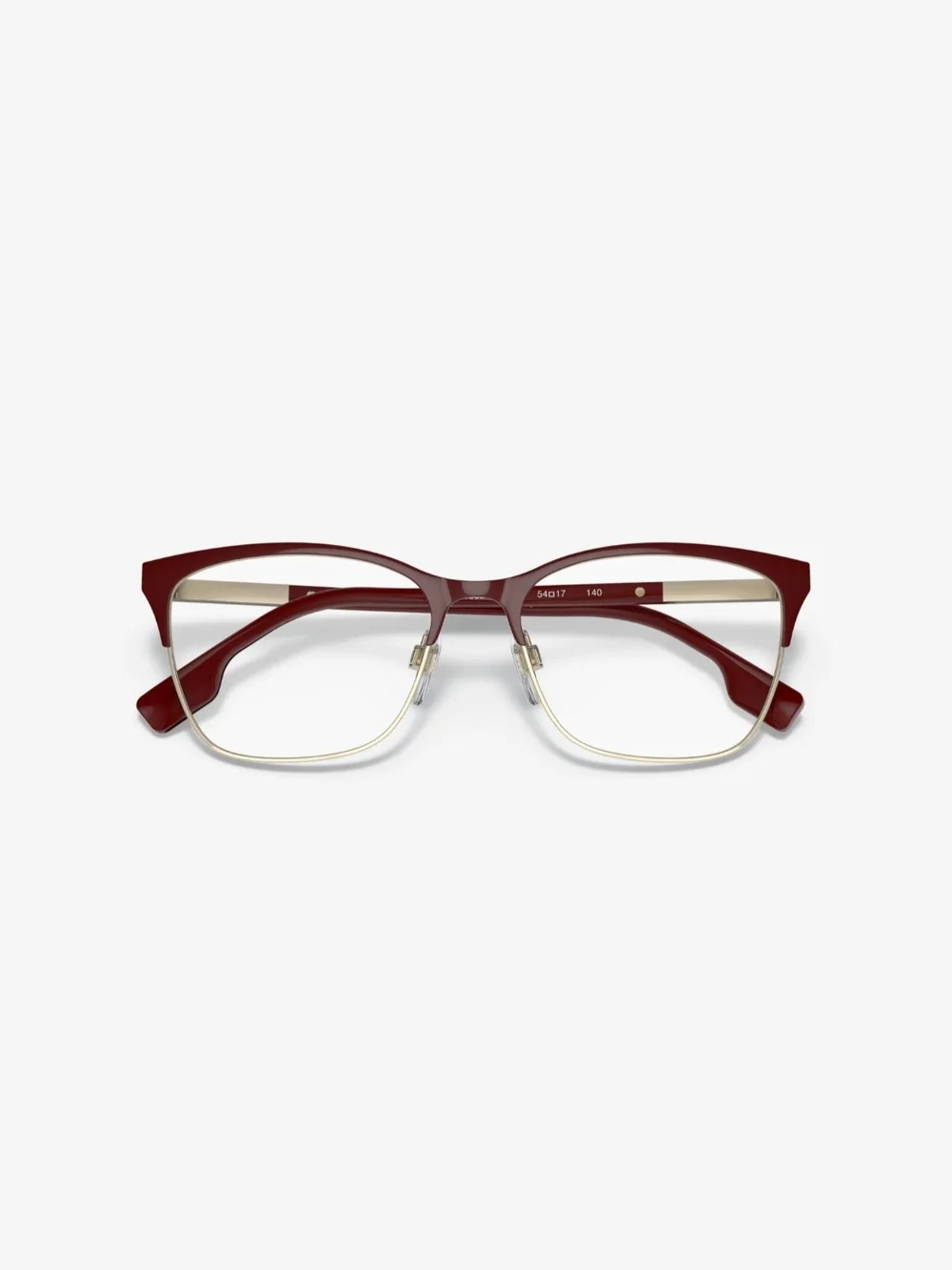 Burberry Alma Cat-Eye Glasses in Bordeaux and Light Gold